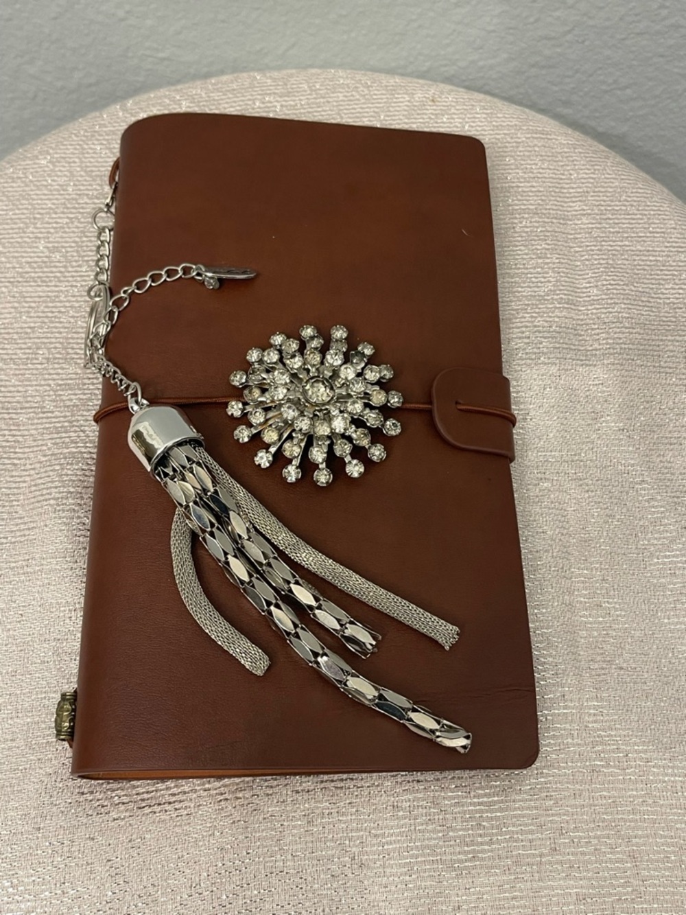 Brown Leather Journal with Vintage Pieces